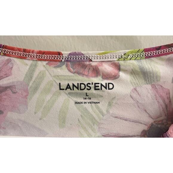 Womens Floral LANDS END Stretchy Long Sleeve Top Shirt SIZE Large 14 - 16 purple - Picture 3 of 4
